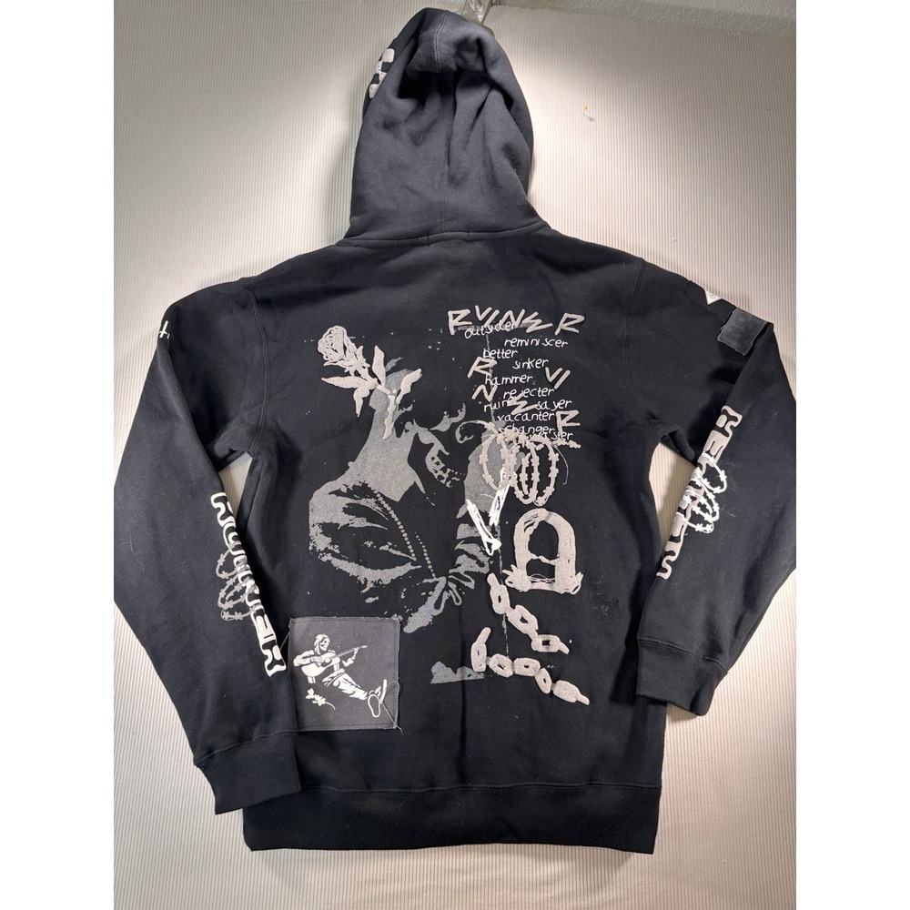 Nothing, Nowhere Reaper Ruiner Split Patchwork Hoodie Black Band Merch RARE S - Picture 9 of 11